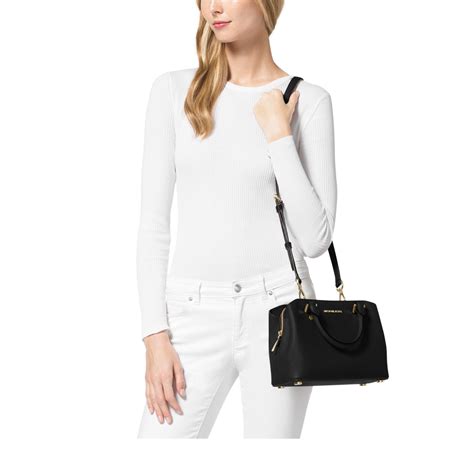 Savannah Small Saffiano Leather Satchel .